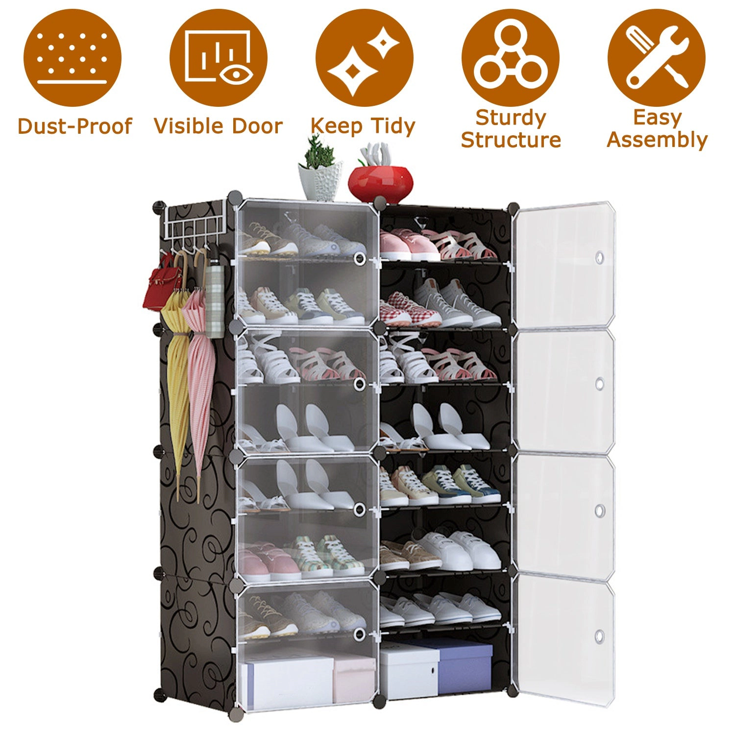 GBruno 8-Tier Stackable Shoe Rack Organizer