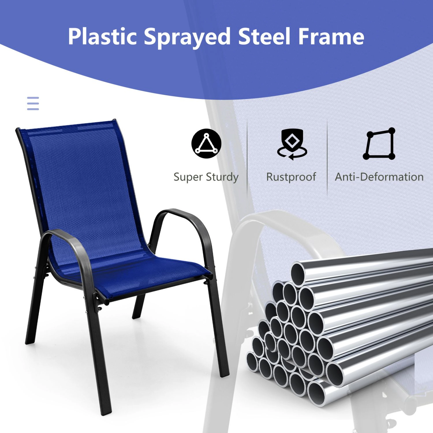 SlickBlue 4 Pack Patio Chairs with Breathable Fabric Seat