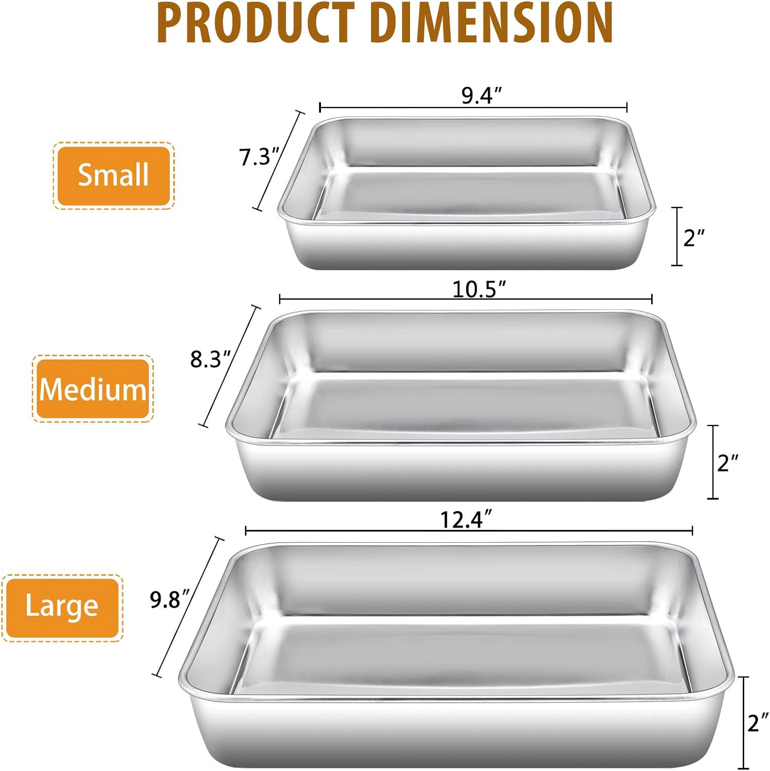 e-far Stainless Steel Baking Pan