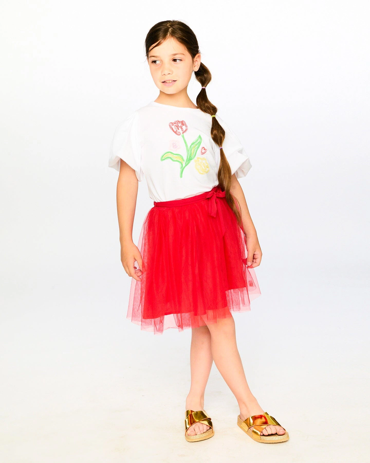 Deux par Girls Mesh and Eyelet Skirt