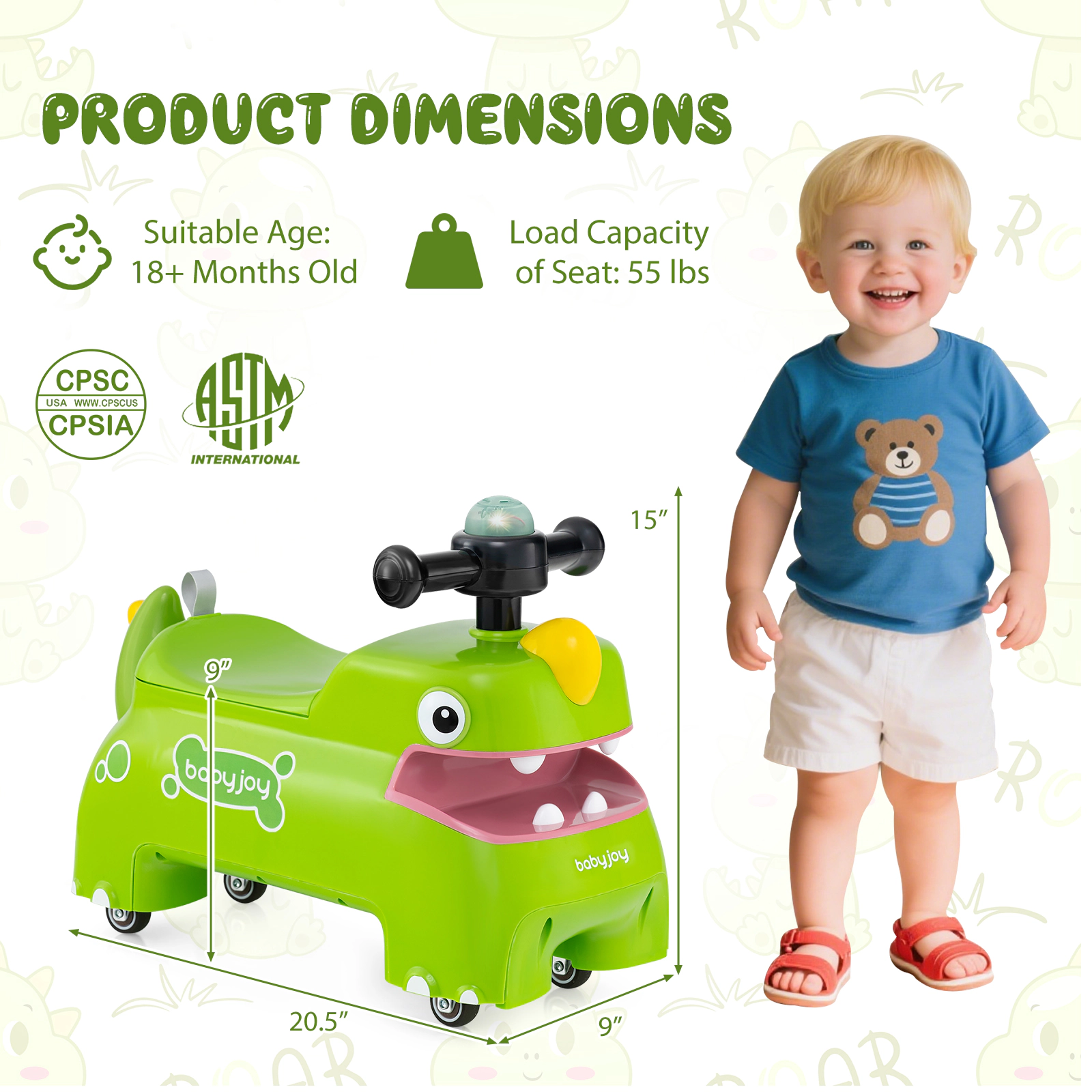 LJG Toddler Ride on Toy Walking Sliding Car with Lights and Music