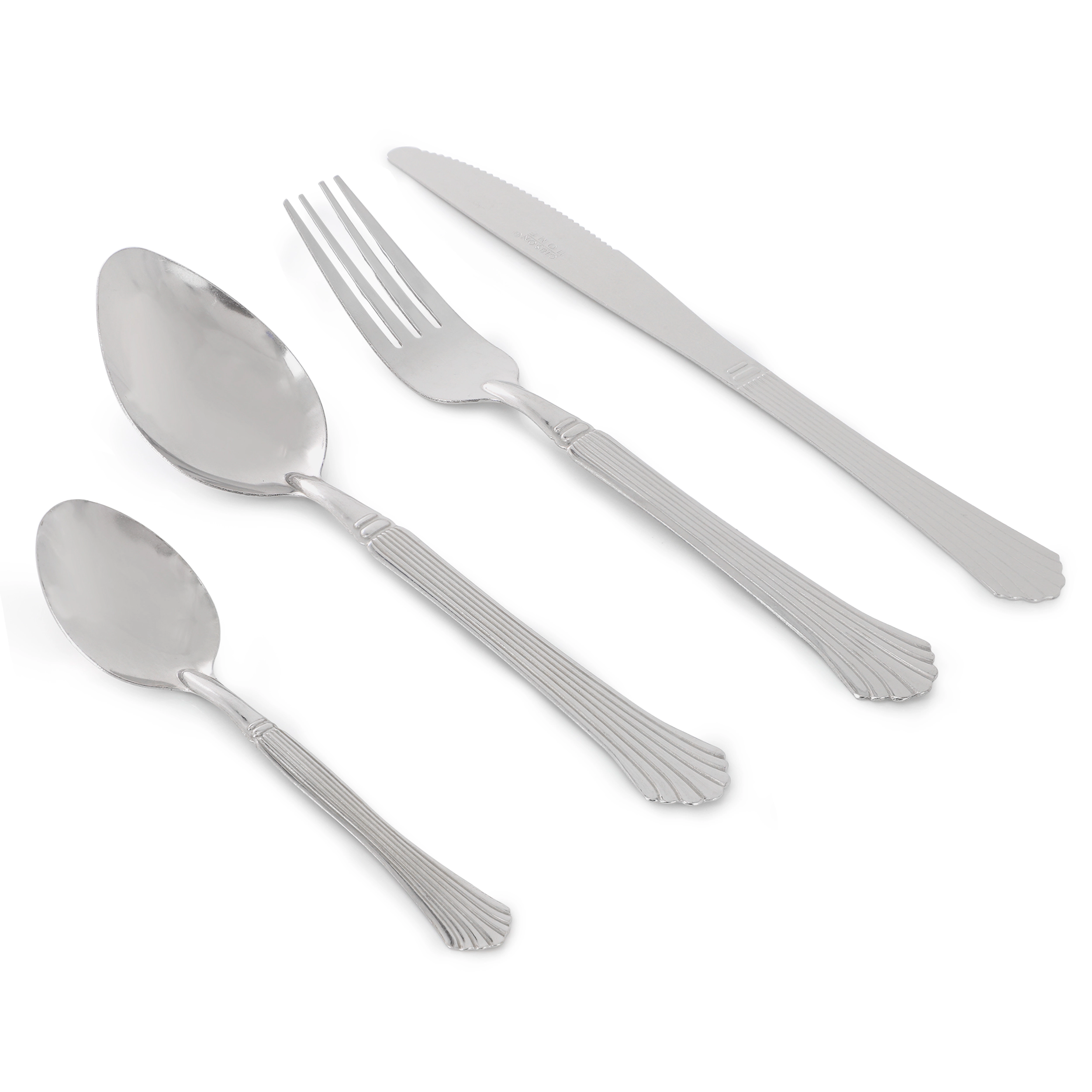 Gibson Home Flare 16 Piece Stainless Steel Flatware Set in Silver