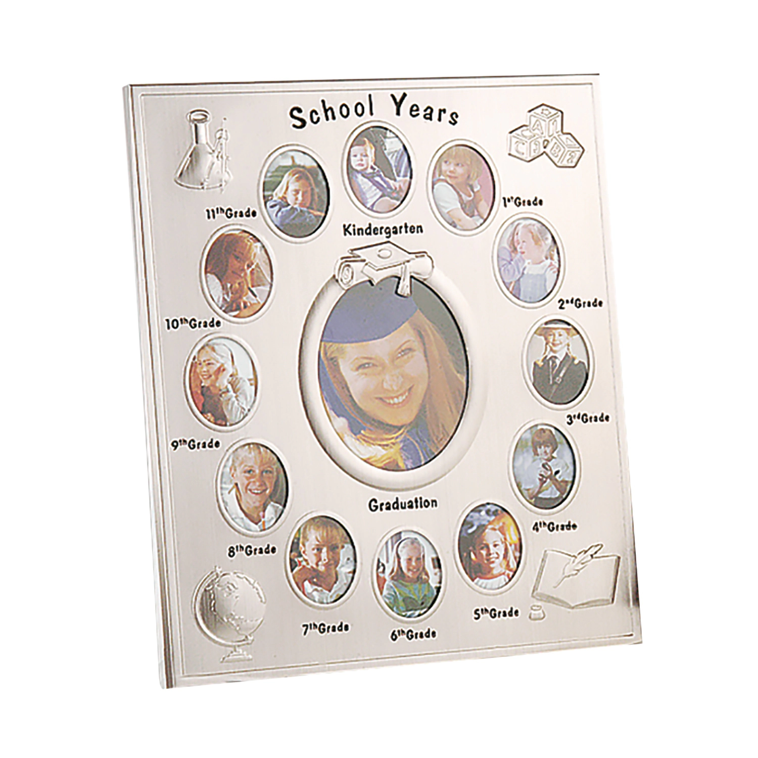 Jiallo School Years Brushed Metal K-12 and Graduation Keepsake Frame