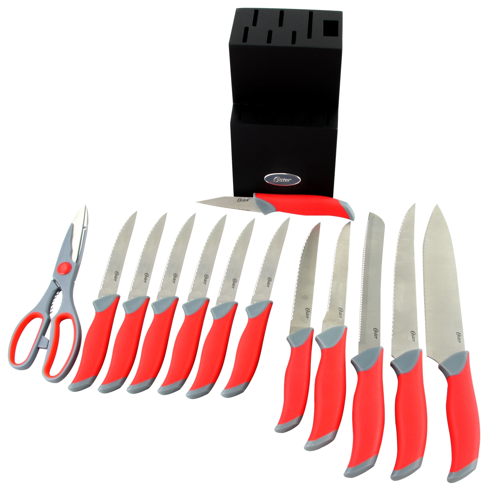Oster Lindbergh 14 Piece Stainless Steel Blade Cutlery Set Red