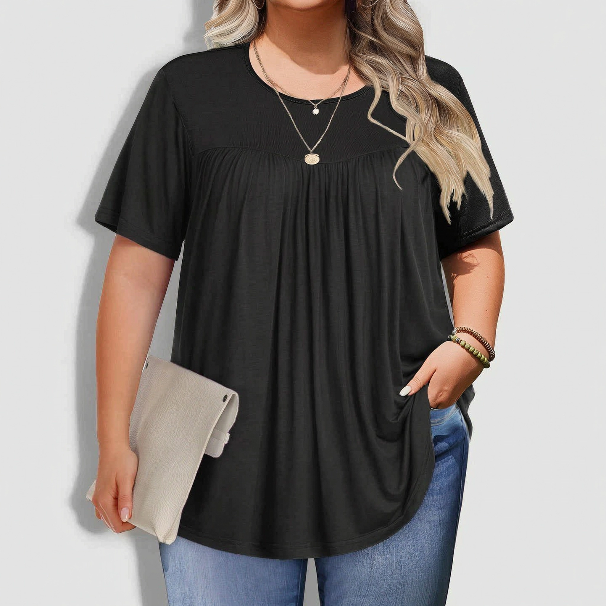 Zeagoo Women's 3/4 Sleeve V-Neck Boho Floral Print Loose Fit Blouse