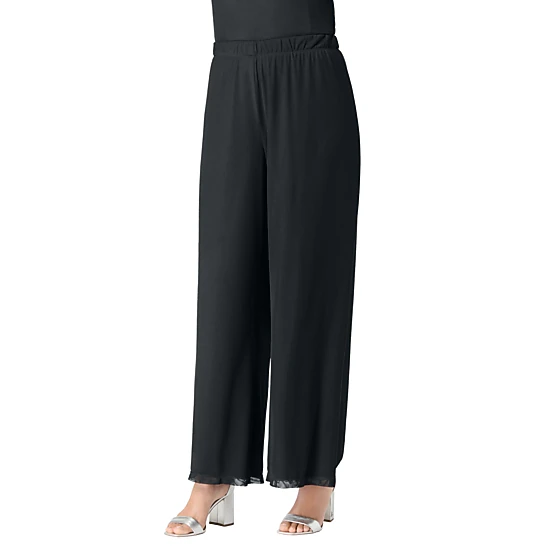 Roaman's Women's Plus Size Mesh Overlay Pant - JCPenney
