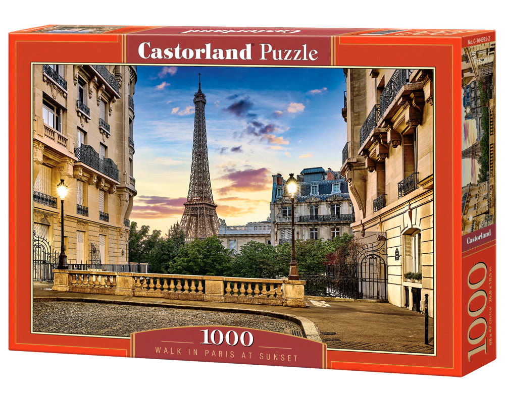 CASTORLAND 1000 Piece Jigsaw Puzzle, Walk in Paris at Sunset, Puzzle of France, Eiffel, C-104925-2