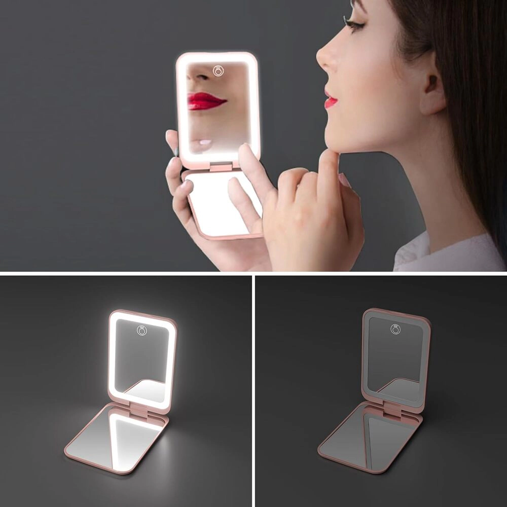 Novsight Trading Unisex Lighted Pocket Compact Mirror with 1X/3X Magnification