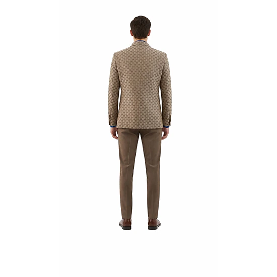 Elie Balleh Men's Slim Fit Logo Brocade Formal Blazer