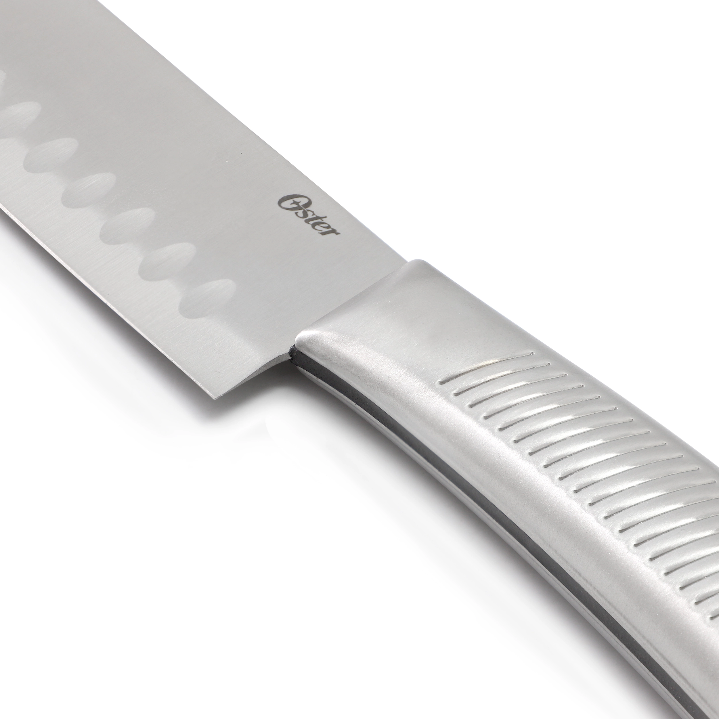 Oster Eddington 2 Piece Stainless Steel Santoku Knife Set with Ridged Handles