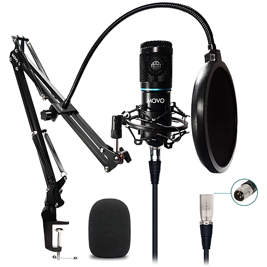 Movo PodPak Podcast Equipment Bundle with Microphone Boom Arm and Pop Filter