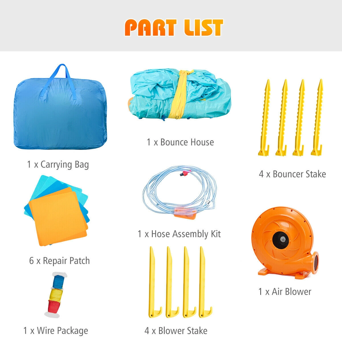 SUGIFT Inflatable Water Slide Kids Bounce House with 740W Blower and Puncture Resistant Fabric
