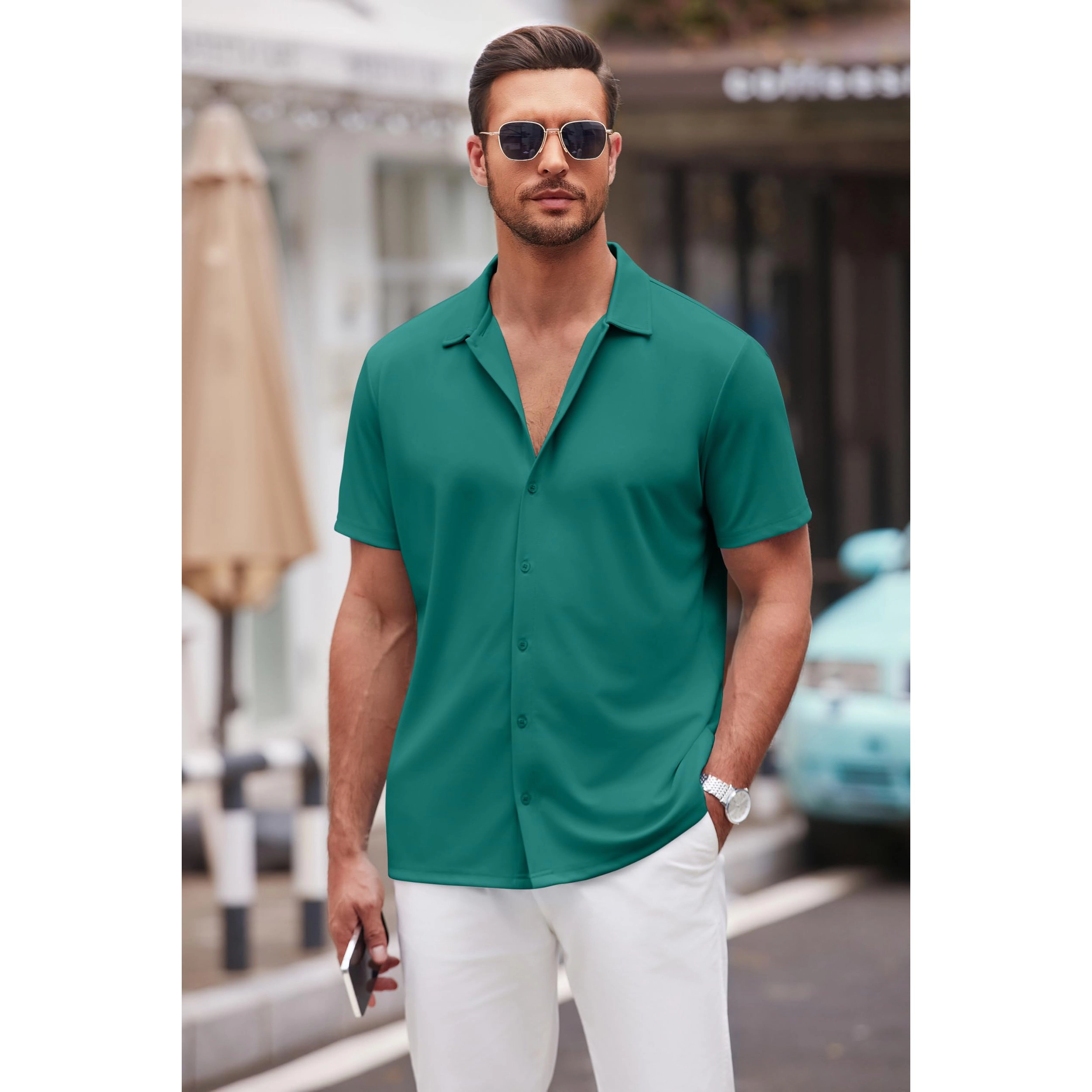 COOFANDY Men's Regular Fit Short Sleeve Camp Shirt