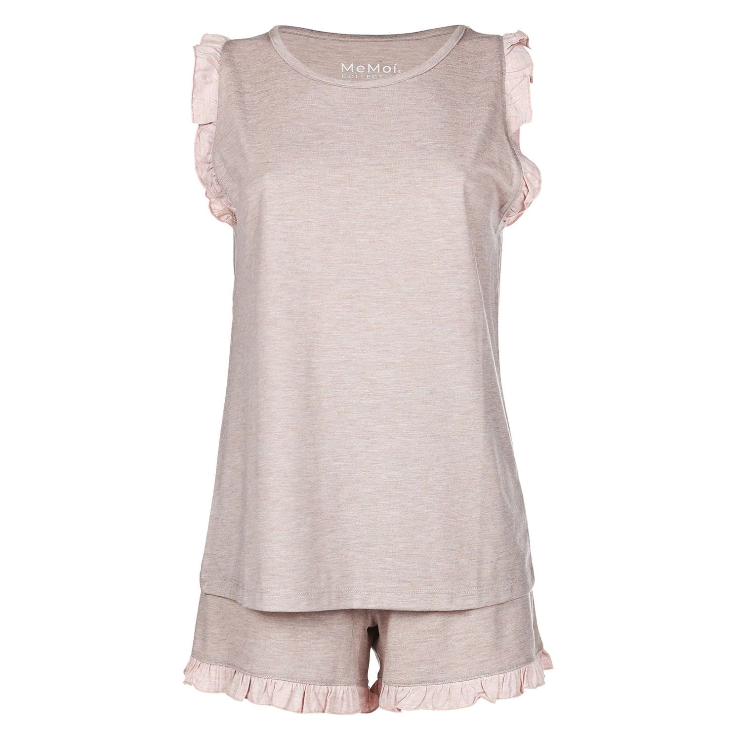 MeMoi Women's Contrast Ruffle Trim Modal Top and Shorts Set