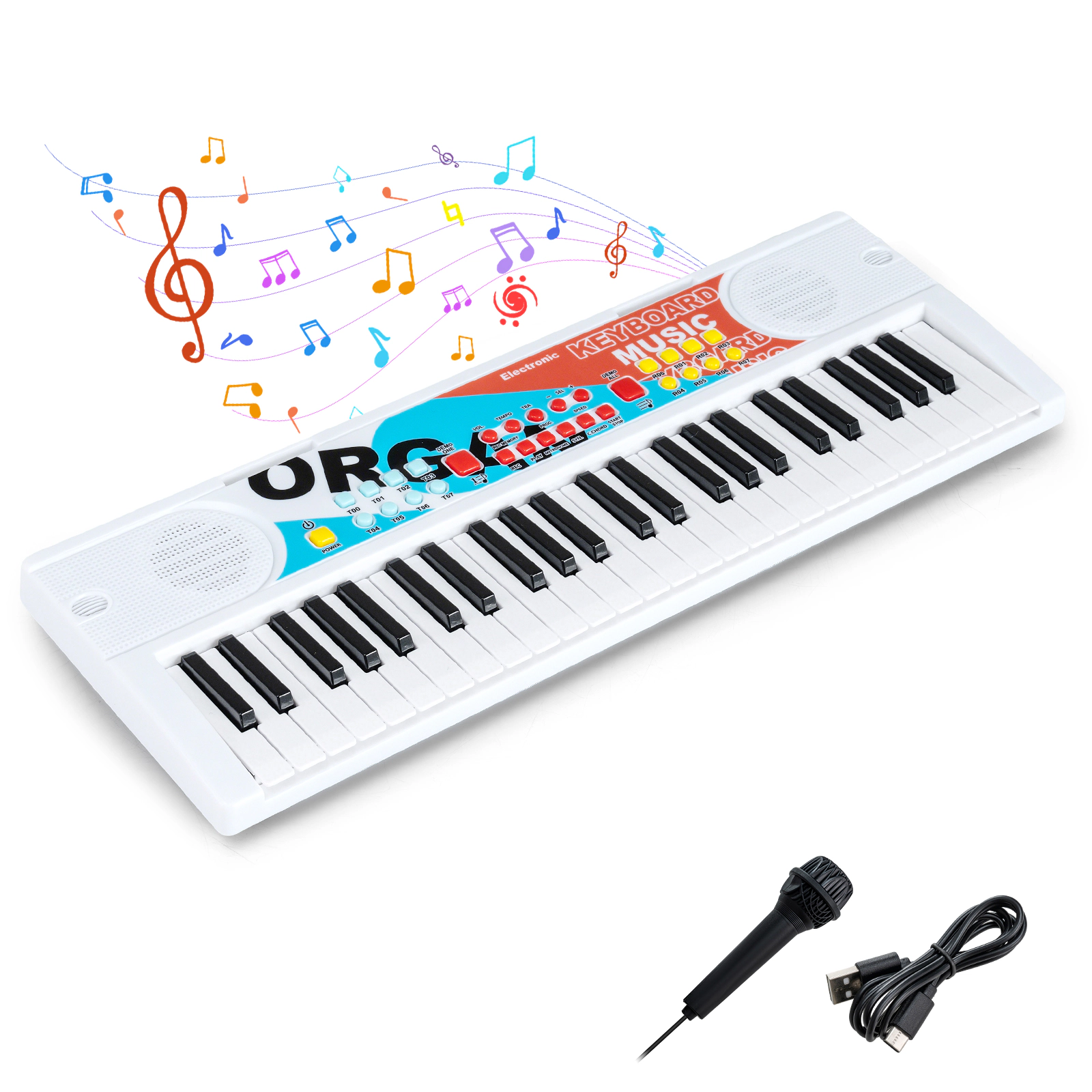 SUGIFT Kids White 49-Key Portable Electric Keyboard Piano with Microphone 21-in W 7.5-in D 2-in H Ages 3+
