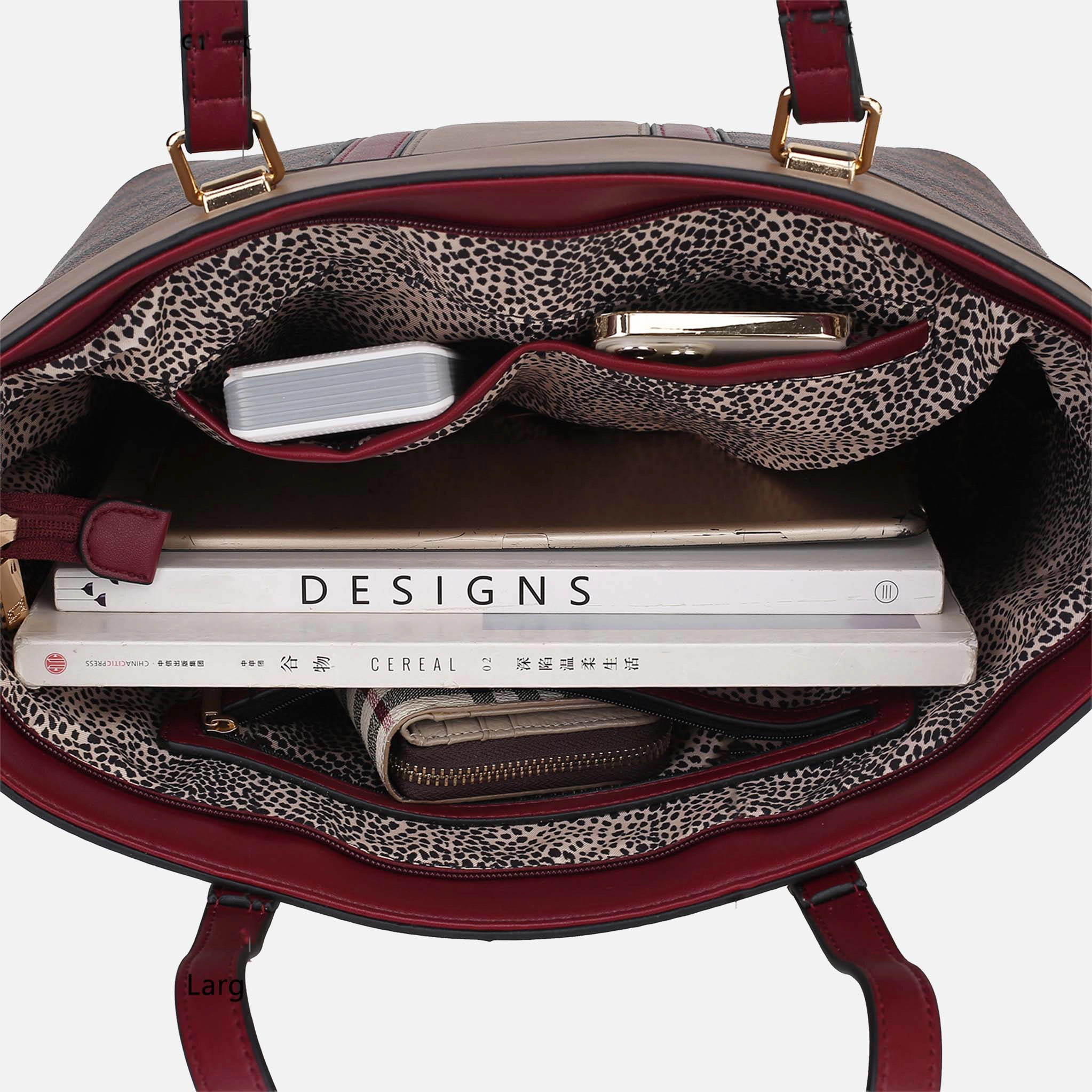 Mia K Collection Fabiola Printed Vegan Leather Tote with Matching Wallet