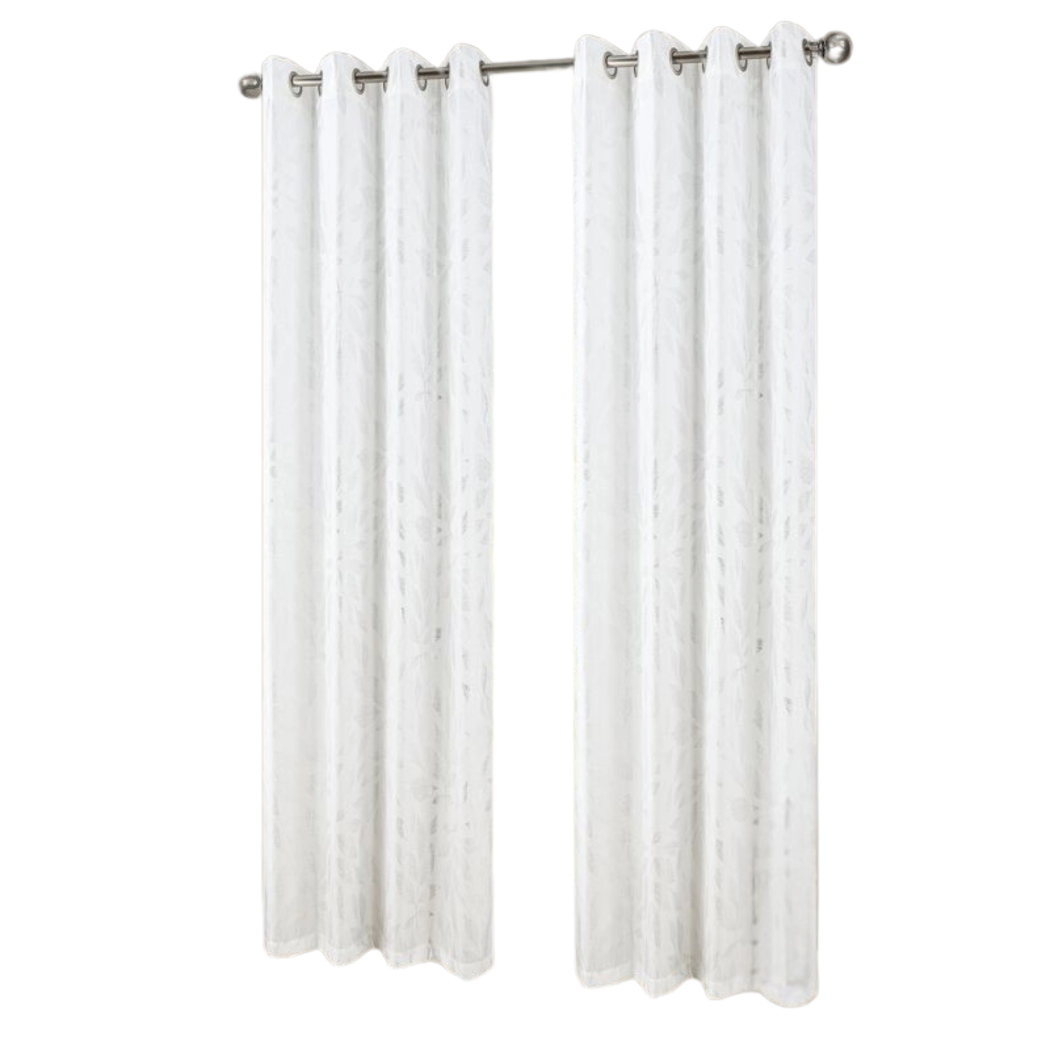 RT Designers Collection Bexley Foil Jacquard Polyester Window Curtain Grommet Panel 52" x 84" White/Silver