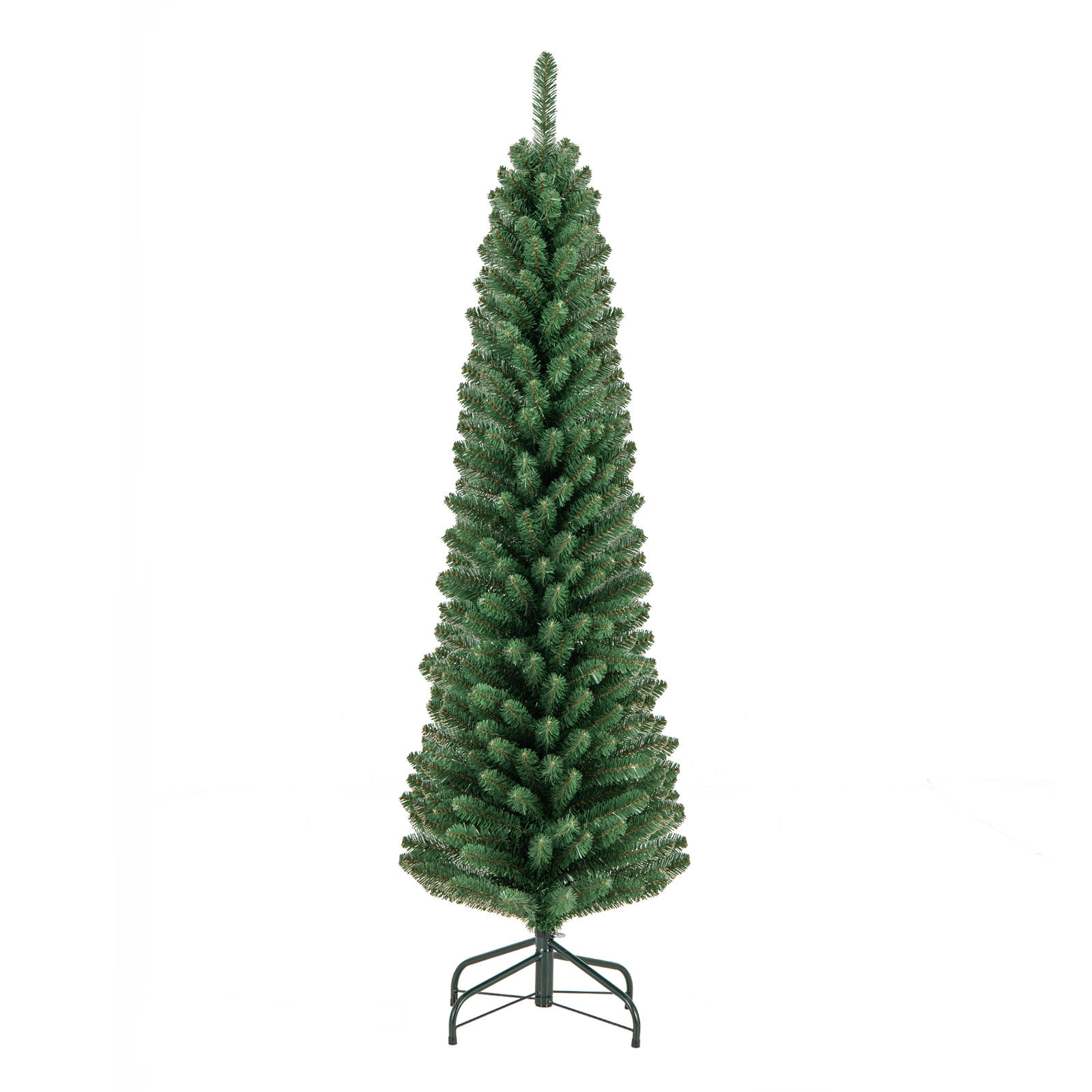 LJG 5/6/7/8 Feet Pencil Christmas Tree with 295/392/523/671 Memory Wire Branch Tips and Upgraded Metal Stand