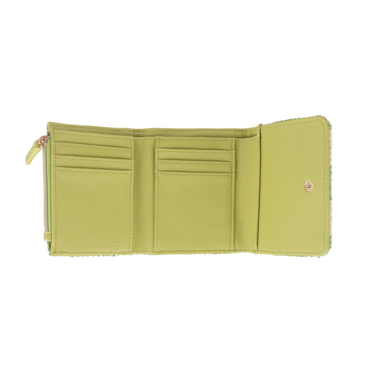 Buxton Women's Striped Straw Vegan Leather Medium Trifold