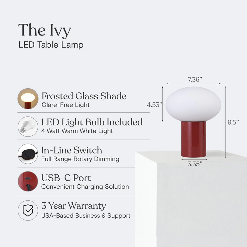 Brightech Ivy Glass Wood Desk Lamp