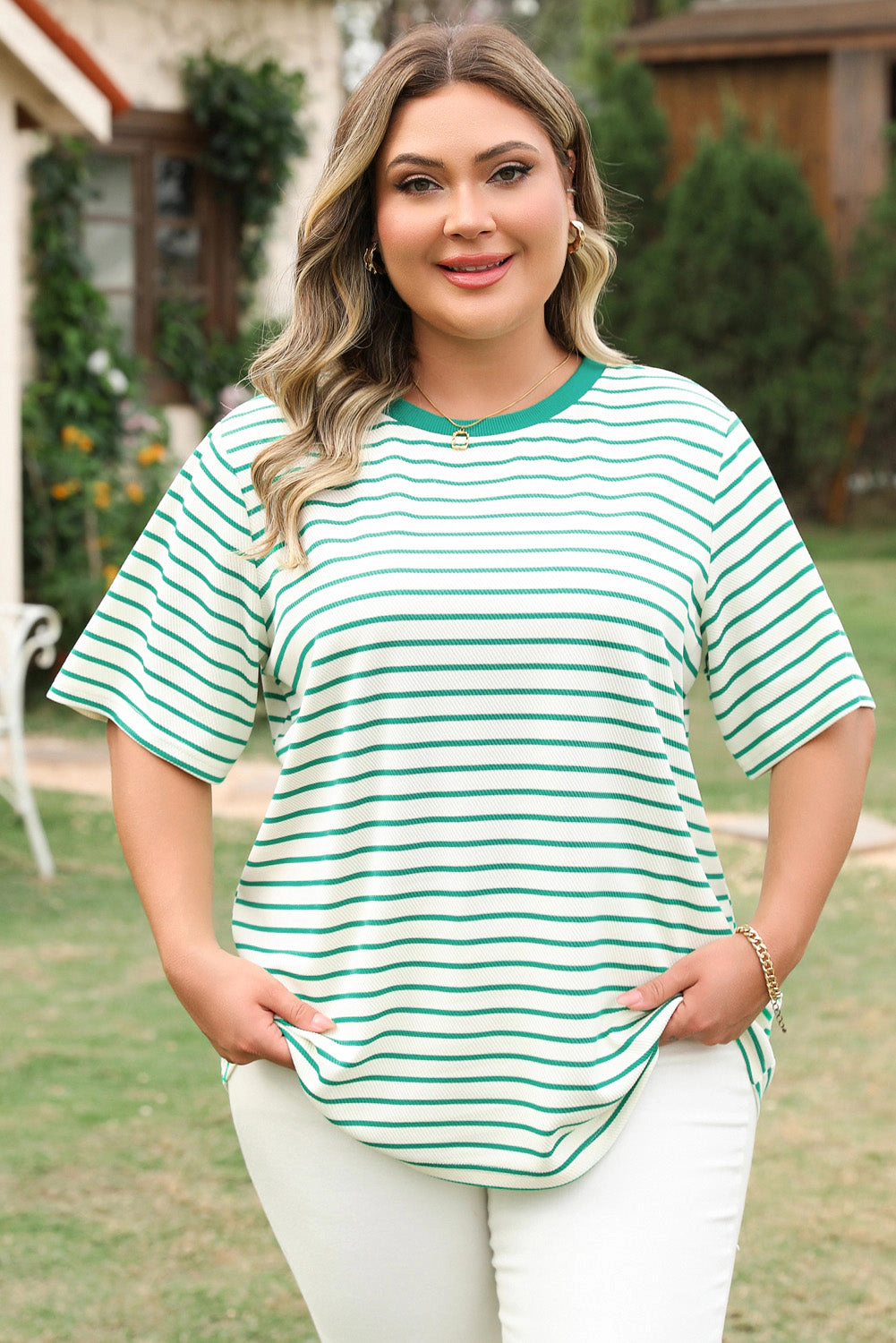 Threaded Pear Women's Collins Plus Stripe Top