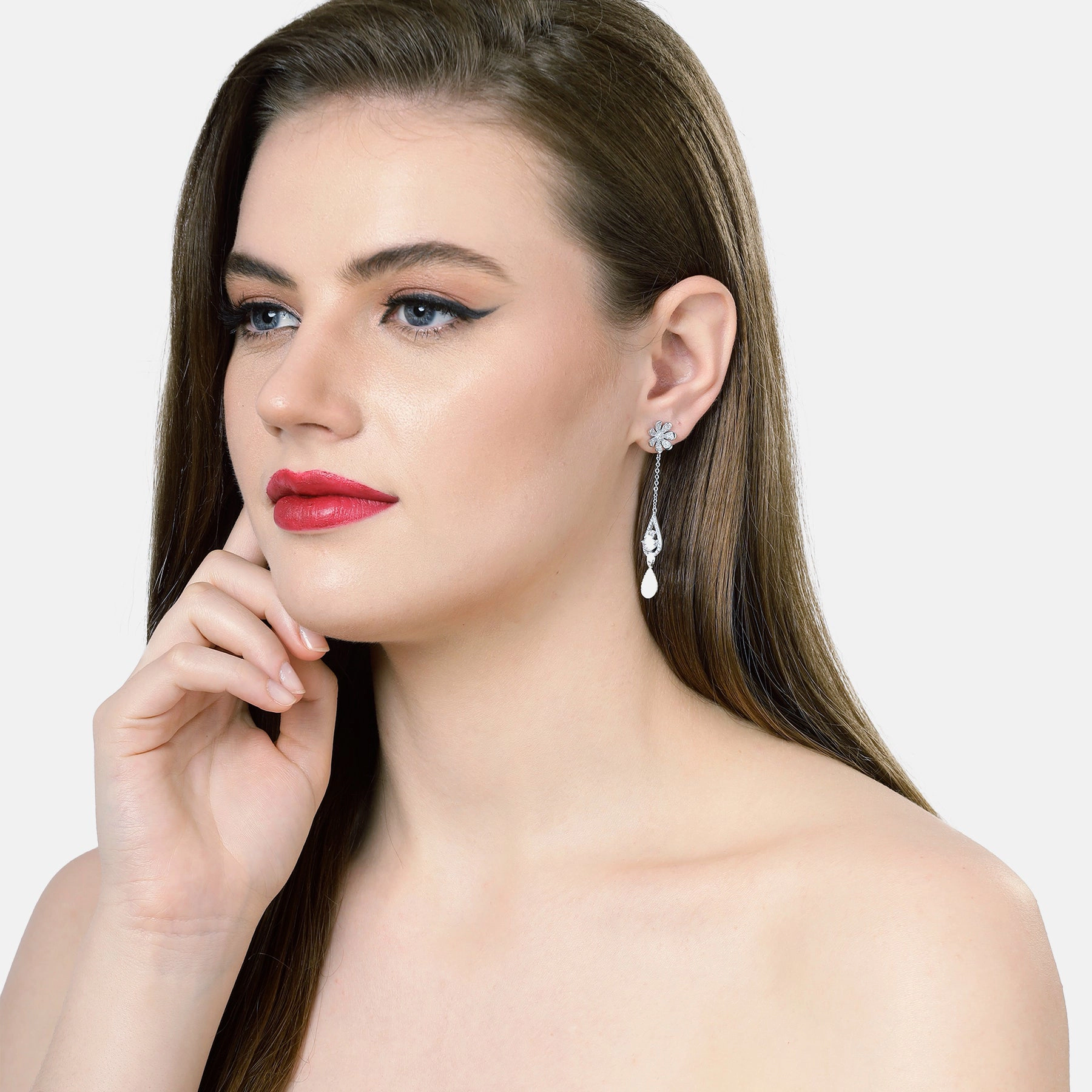 AGP PARIS Womens Classy Floral Drop Earrings