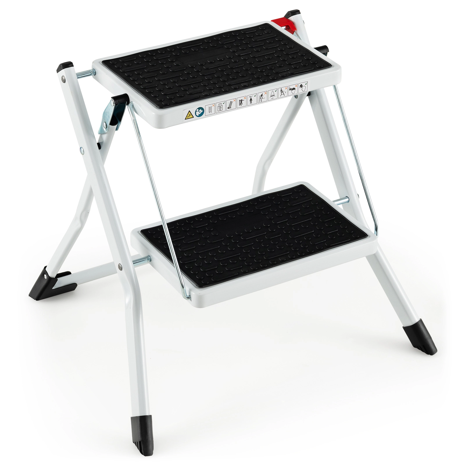 SUGIFT 330-lb Capacity 2-Step Folding Ladder with Anti-Slip Pedals Reinforced Crossbar and Foot Pads