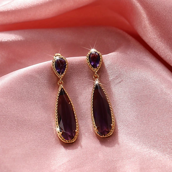 Gorgeous Pear Cubic Zirconia Long Hanging Earrings