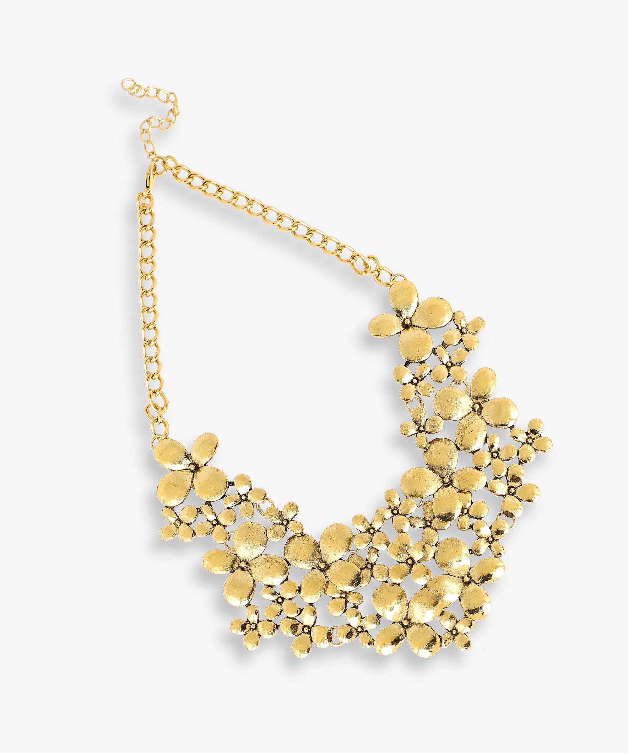 SOHI Women's Purple Cluster Flora Statement Necklace