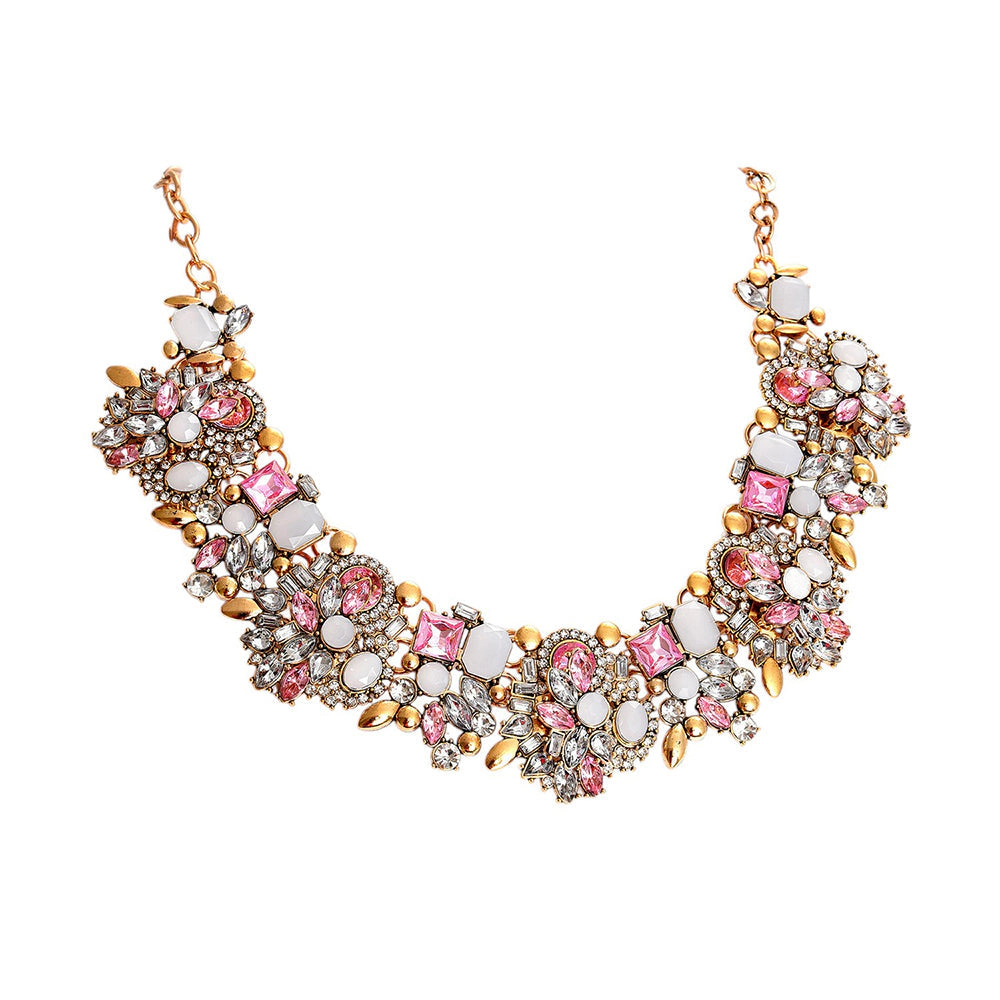 SOHI Women's Silver Plated Stone Necklace