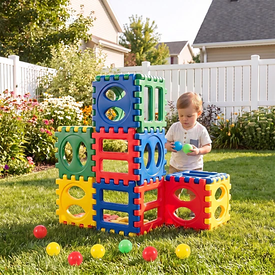 SUGIFT 32-Piece Toddler Jumbo Waffle Building Blocks with 10 Ocean ...