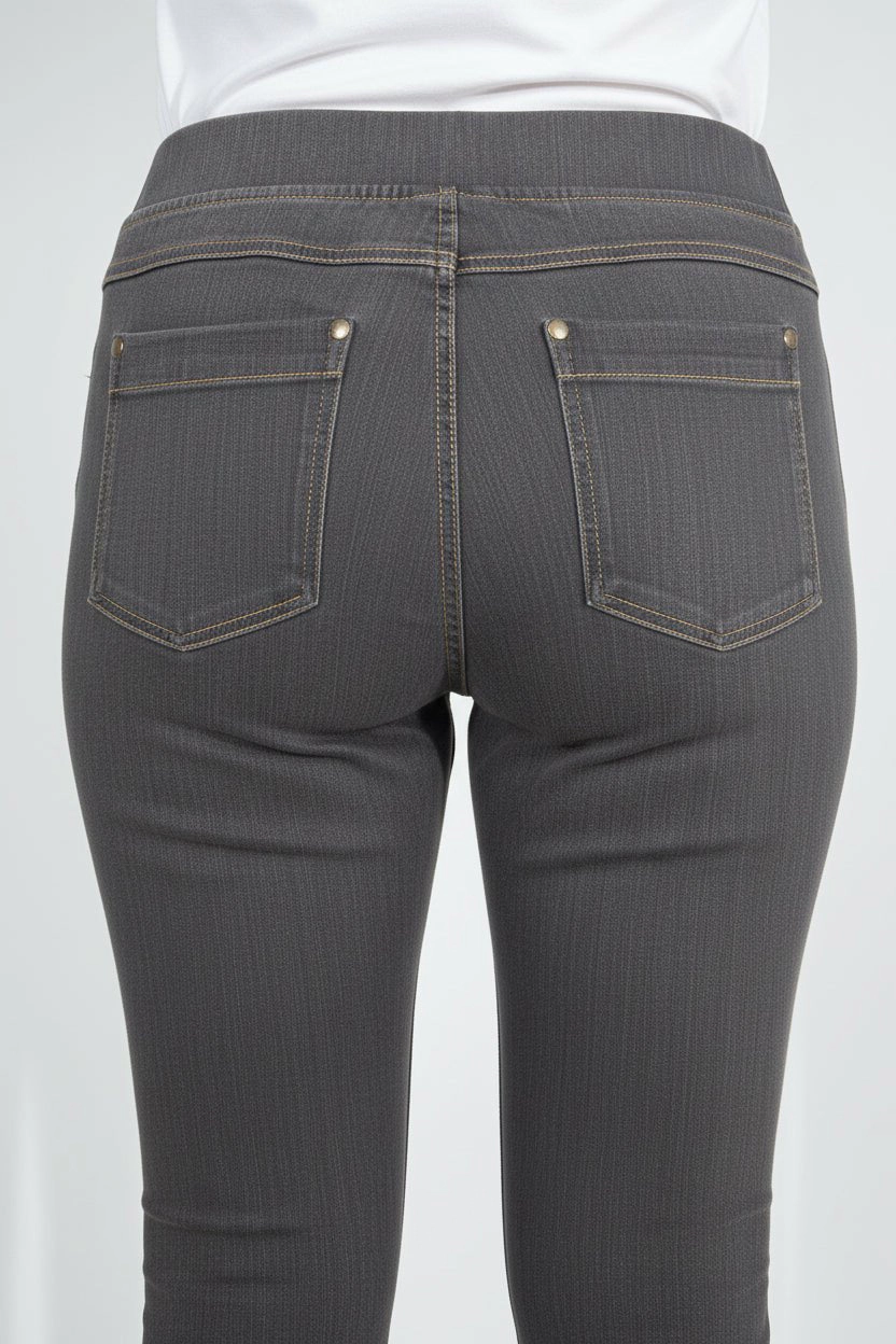 DressAtR Women's Gray Denim Stretch Skinny Fit Full Length Pant