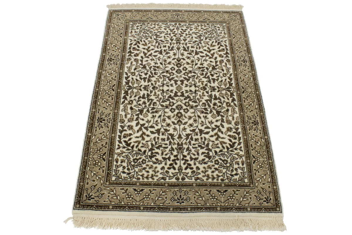 Magic Rugs 2'7 X 3'11 Hand Knotted Cream & Brown Floral Kirman Wool Rug