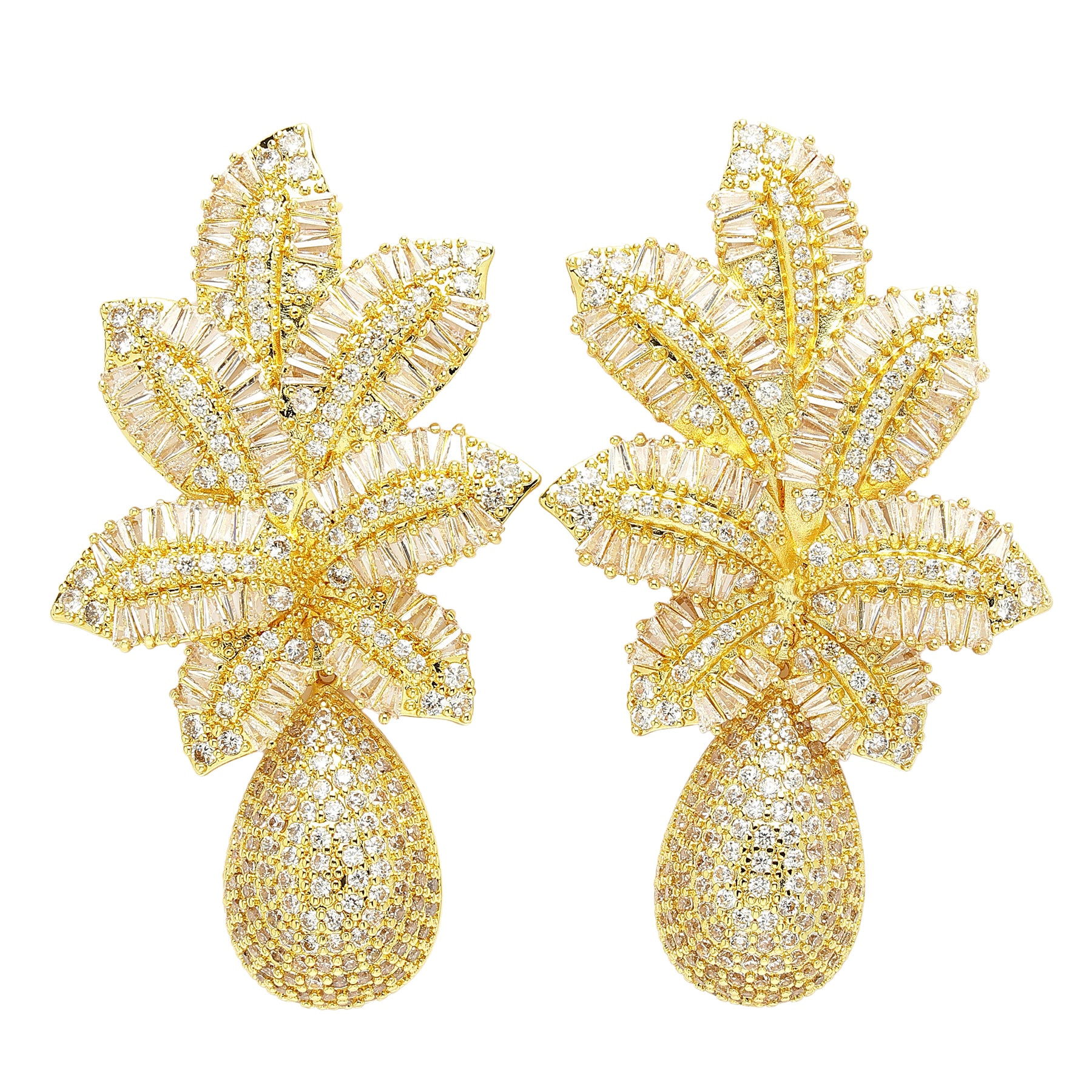 AGP PARIS Womens Diva Collection Cubic Zirconia Petal Drop Earrings