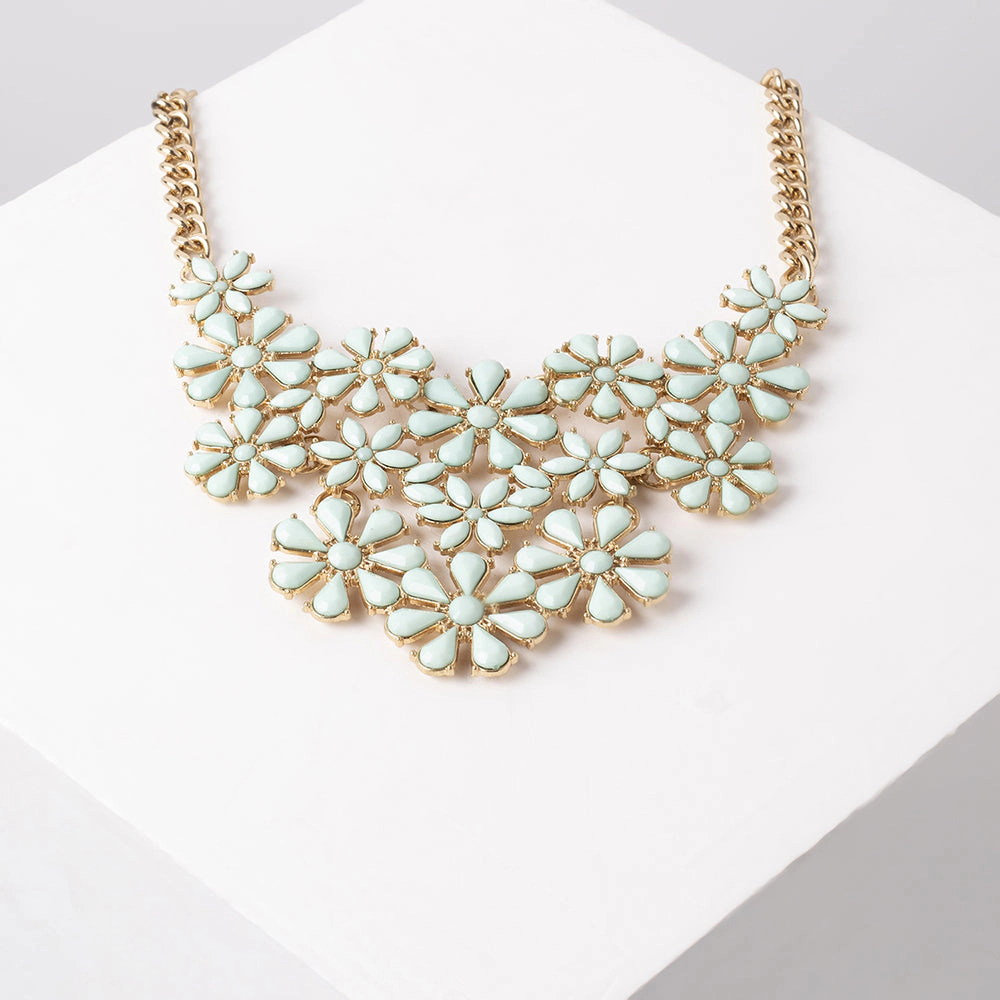 SOHI Women's Green Gold Plated Designer Stone Necklace