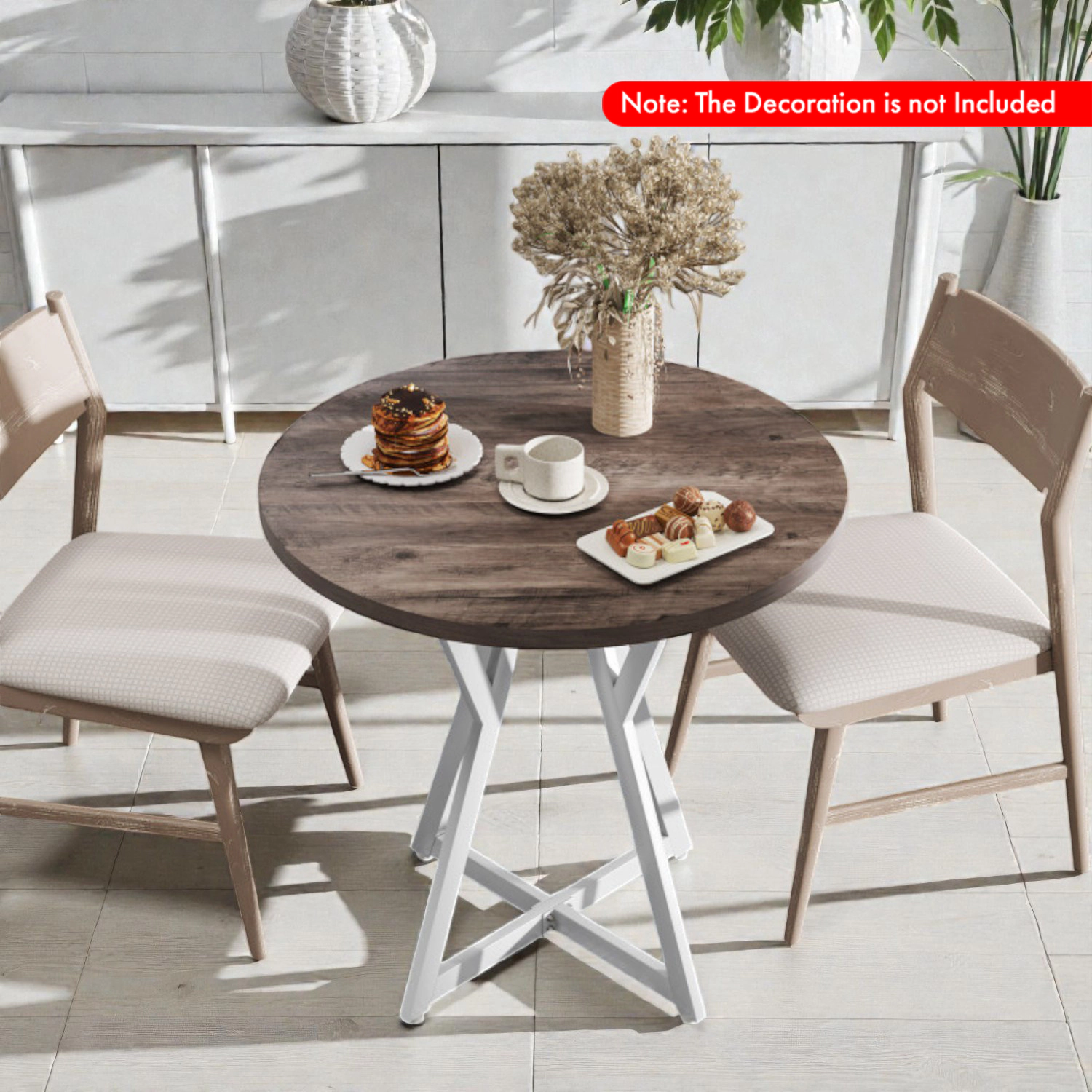 Hivvago 36 Inch Round Dining Table With Metal Pedestal Base
