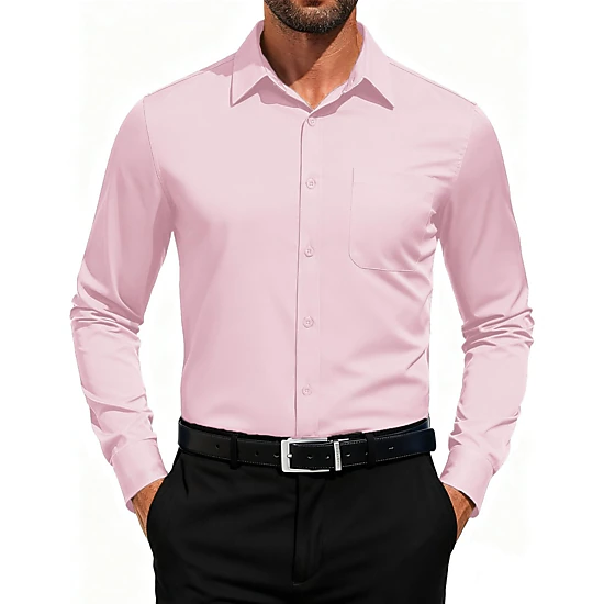 COOFANDY Mens Long Sleeve Dress Shirt Button Down Collar Chest Pocket Work Shirt