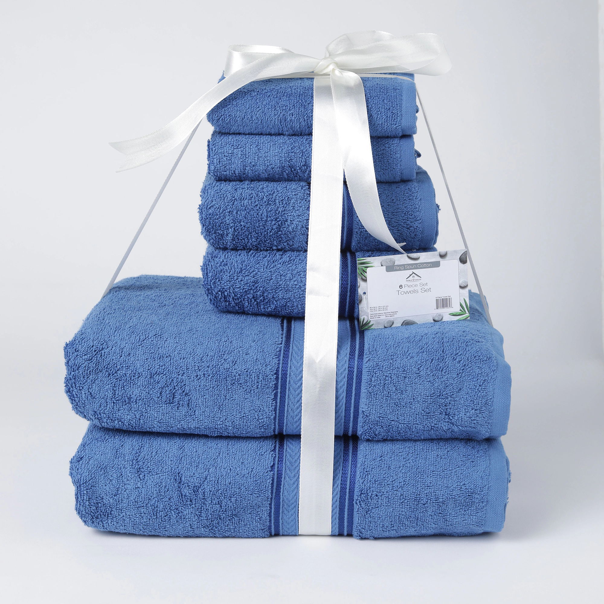 Plazatex Luxurious All Season Towel Set Durable and Breathable Material 6 Piece Navy
