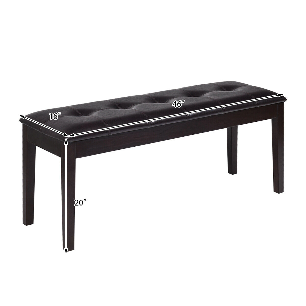 SlickBlue Unisex Upholstered Dining Bench, Brown PU Leather Entryway Seat