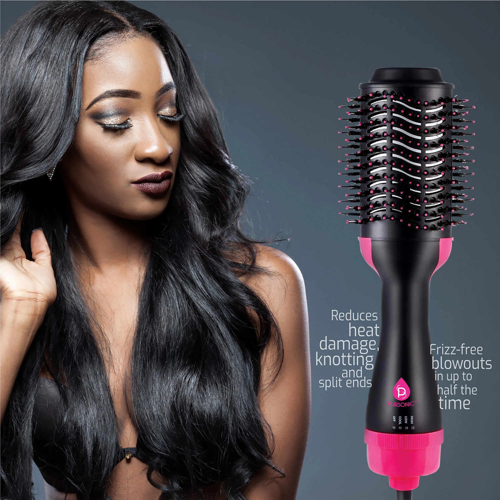 Pursonic Women's Volumizing Hair Styling One Step Hair Dryer & Volumizer Brush