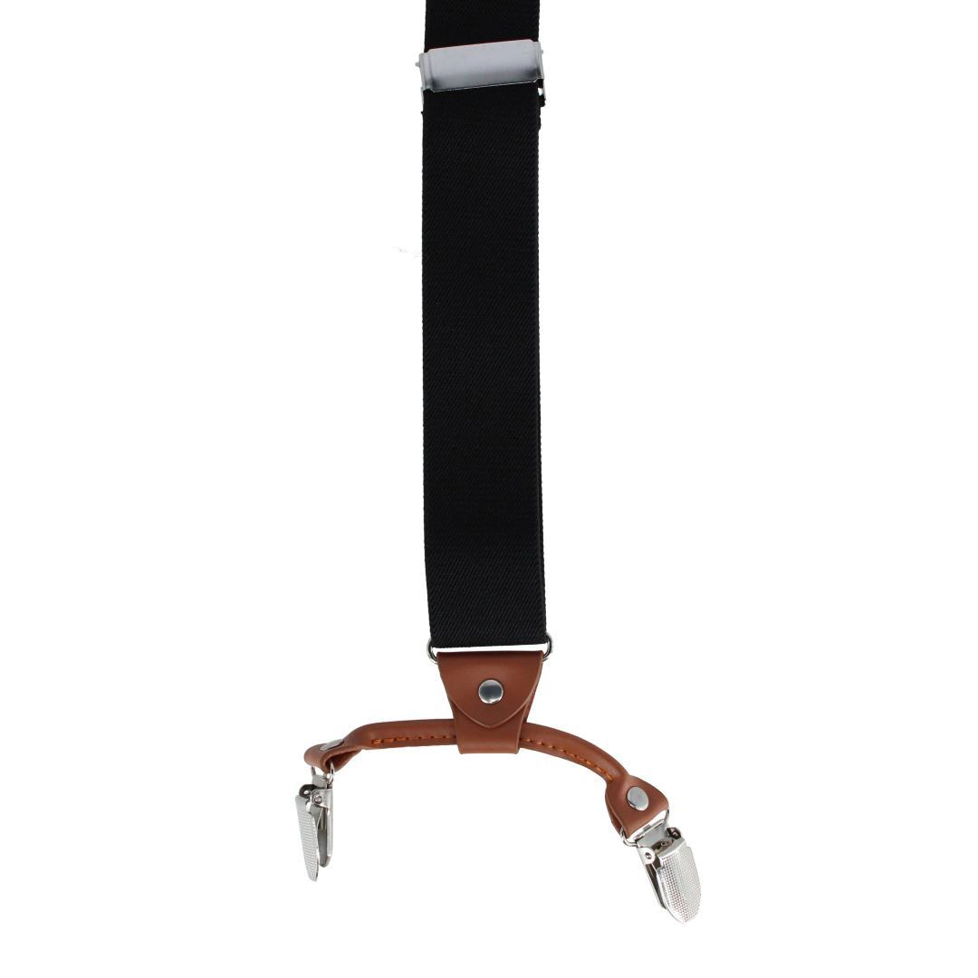 CTM Men's Solid Color Elastic Y-Back Double Clip-End Suspender