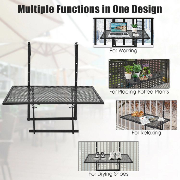 Hivvago Railing Folding Table With 5-Level Adjustable Heights