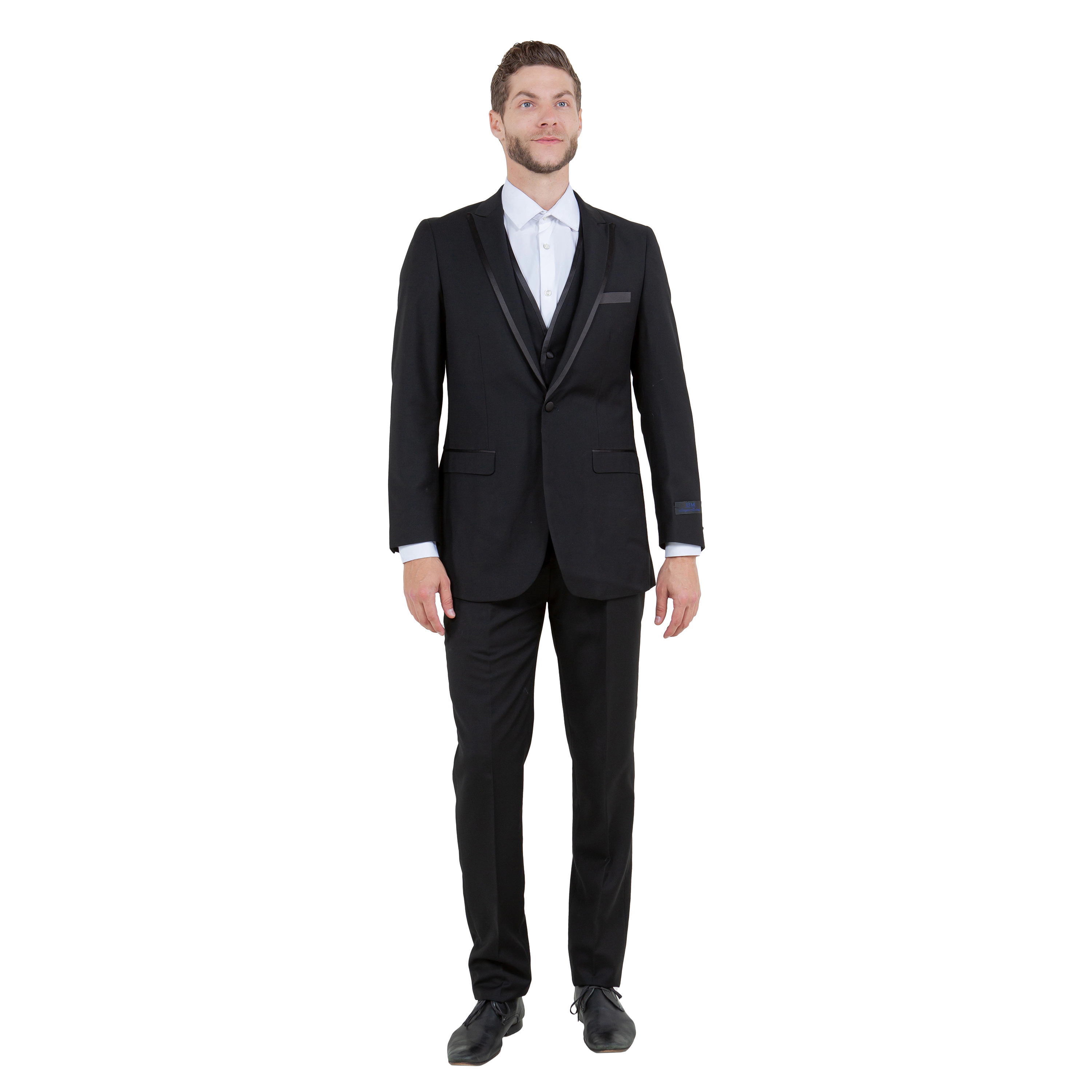 Bryan Michaels Mens 3-Piece Peak Lapel Tuxedo Set w/ Satin Edge Trim