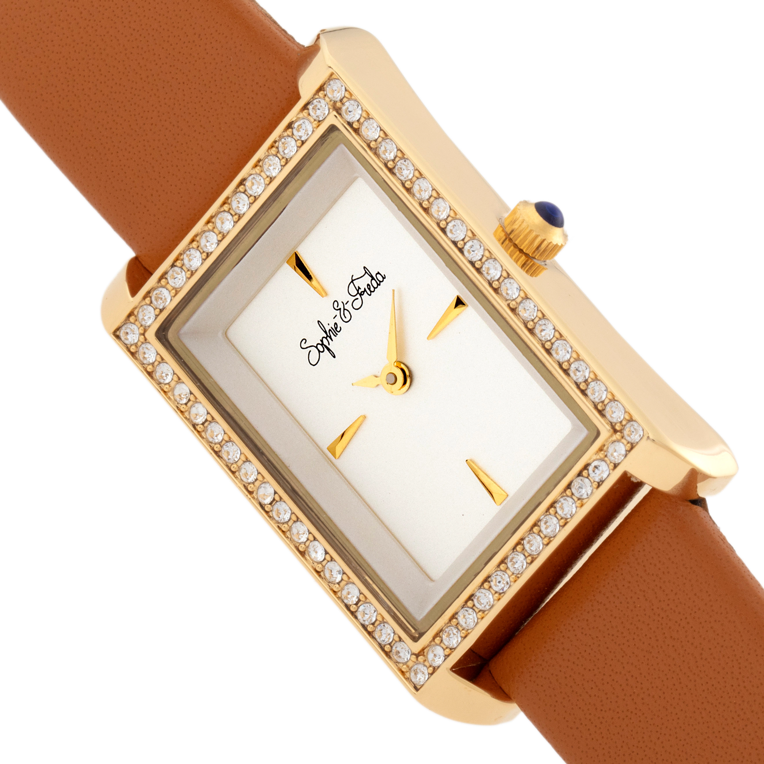 Sophie and Freda Wilmington Leather-Band Watch w/Swarovski Crystals