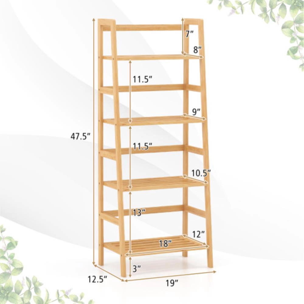 Hivvago 47.5 Inch 4-Tier Multifunctional Bamboo Bookcase Storage Stand Rack
