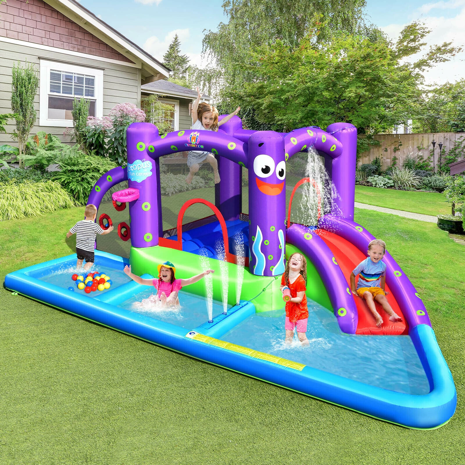 Hivvago Inflatable Water Slide Castle without Blower