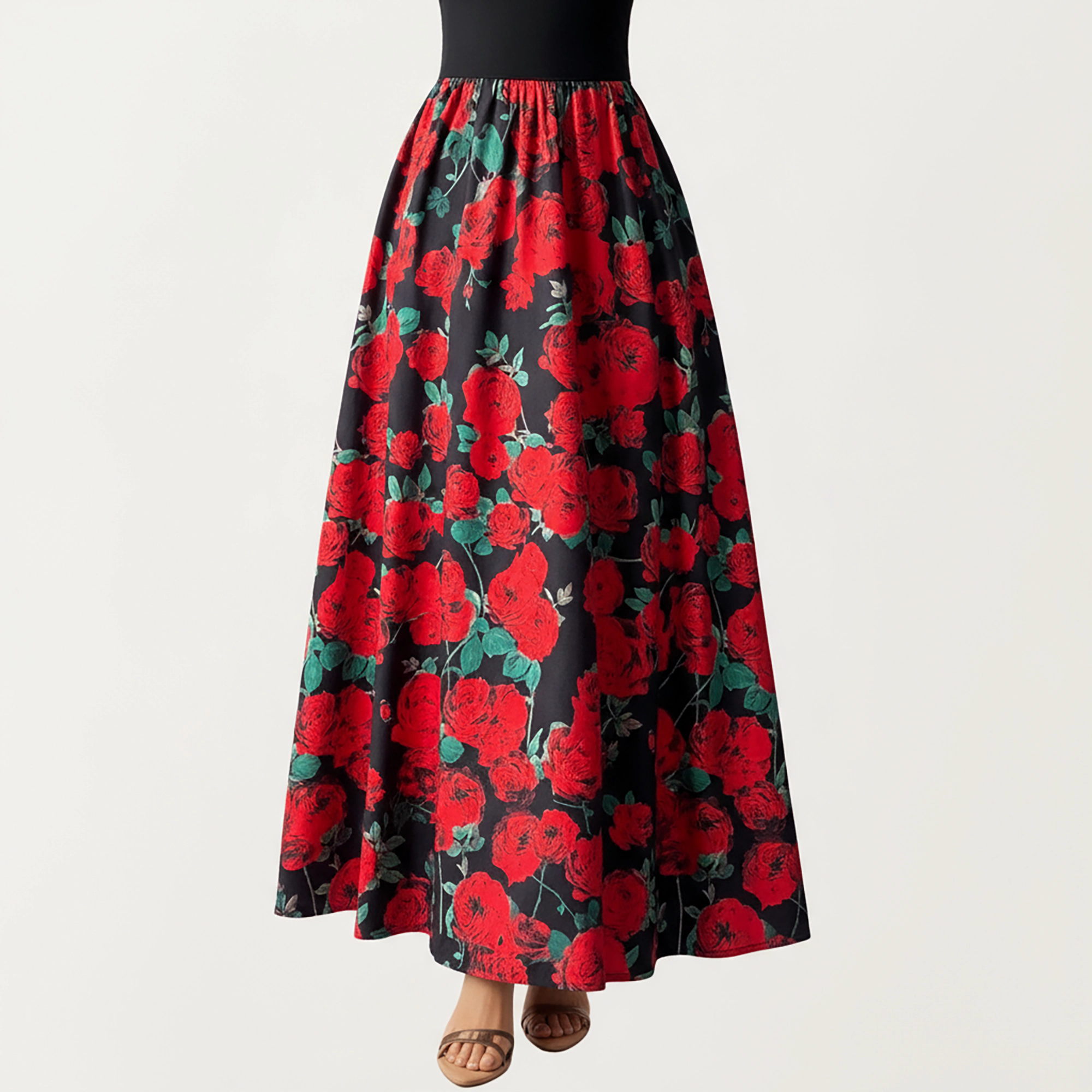 Anna-Kaci Women's Strapless Fitted Bodice Floral Print Maxi Dress