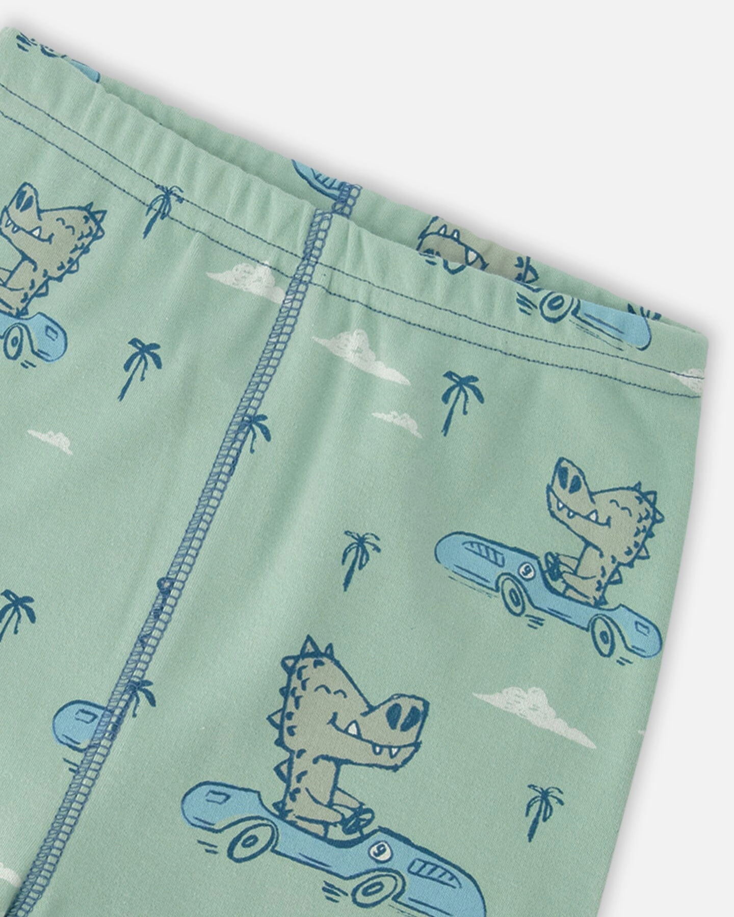 Deux par Boys Organic Cotton Two-Piece Pyjama Set Green Crocodile Print