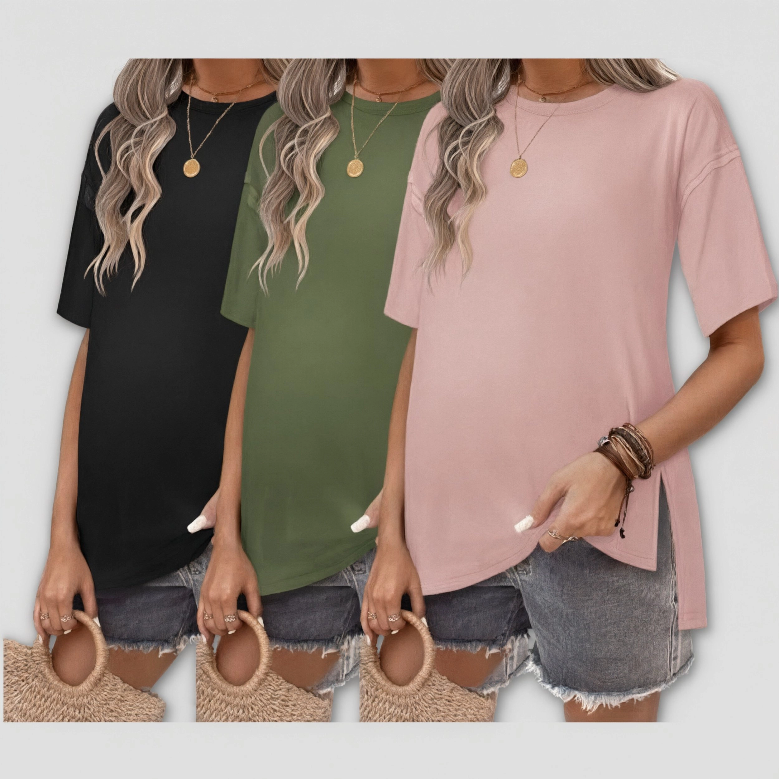 Ekouaer Women's Casual Crew Neck Short Sleeve Loose Tunic T-Shirt