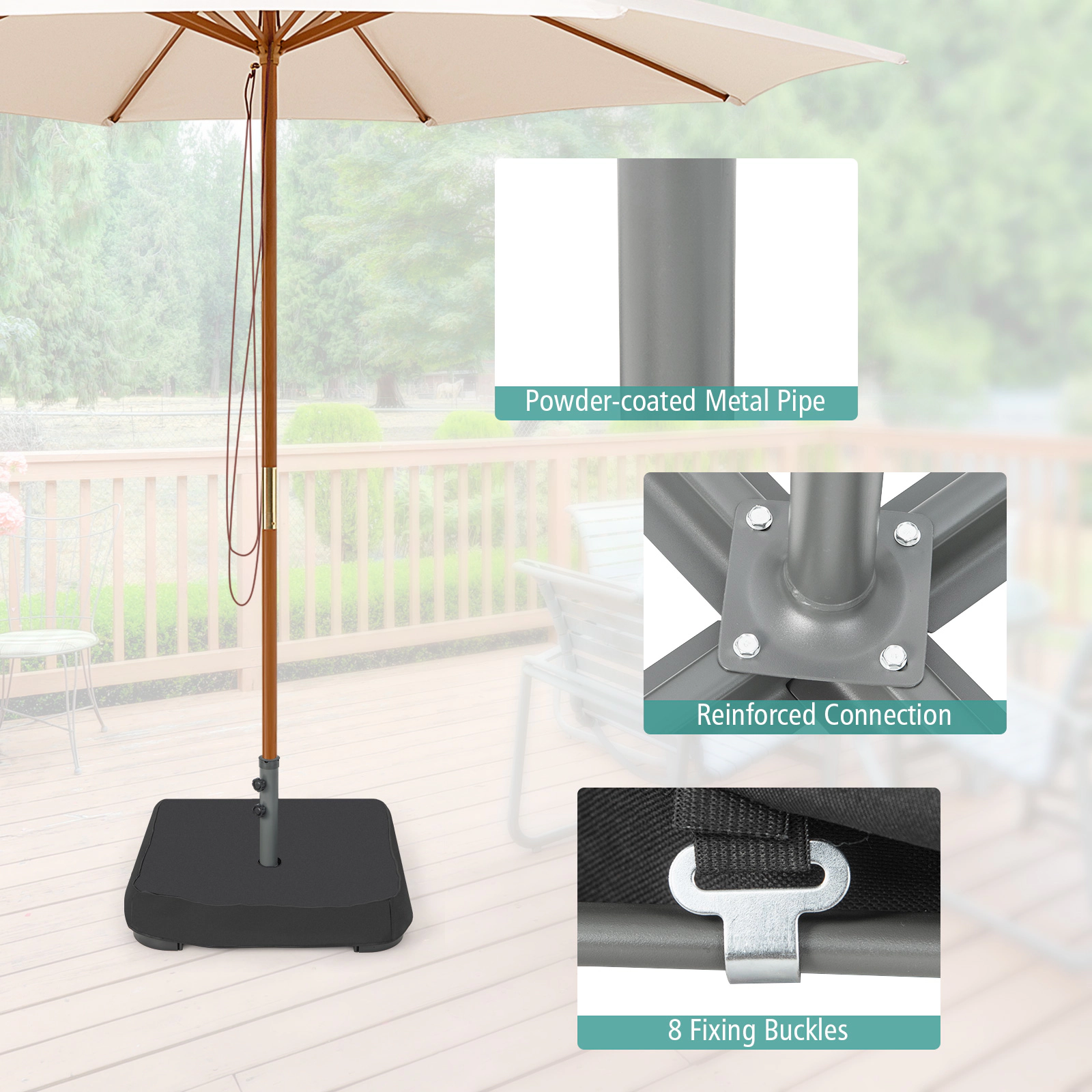 Hivvago Fillable Umbrella Base With 2 Sandbags And Dust-Proof Cover